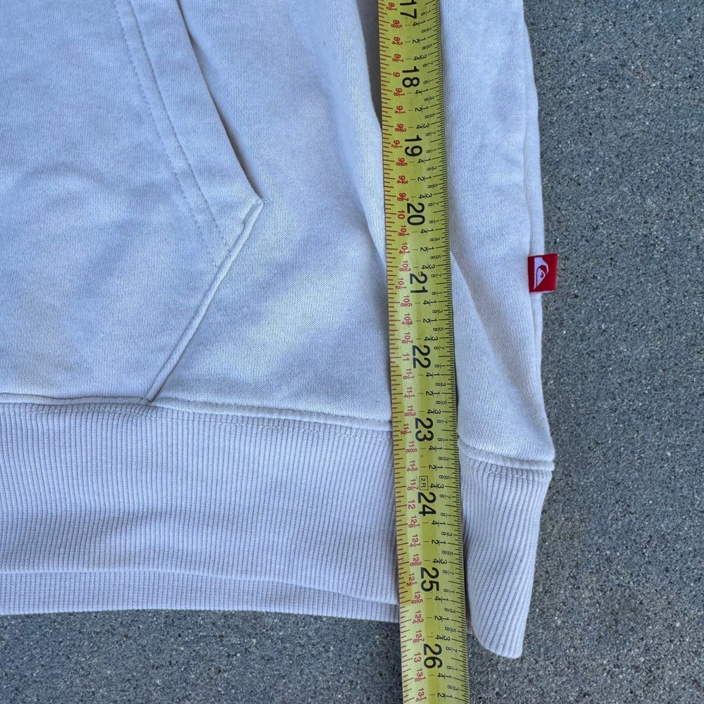 Quiksilver Men XL Full‎ Zip Hoodie Off White Fleece Sweatshirt Logo Patch - Picture 5 of 9
